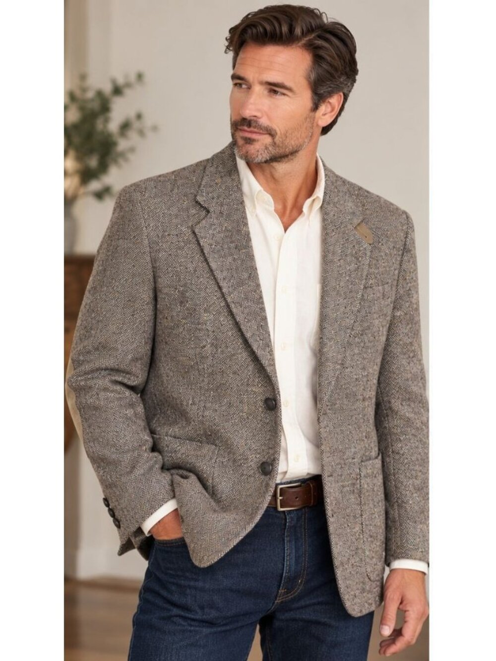 Townsman Strawbridge Clothier Mens 39R Tweed Wool Blazer Elbow Patch Sport Coat